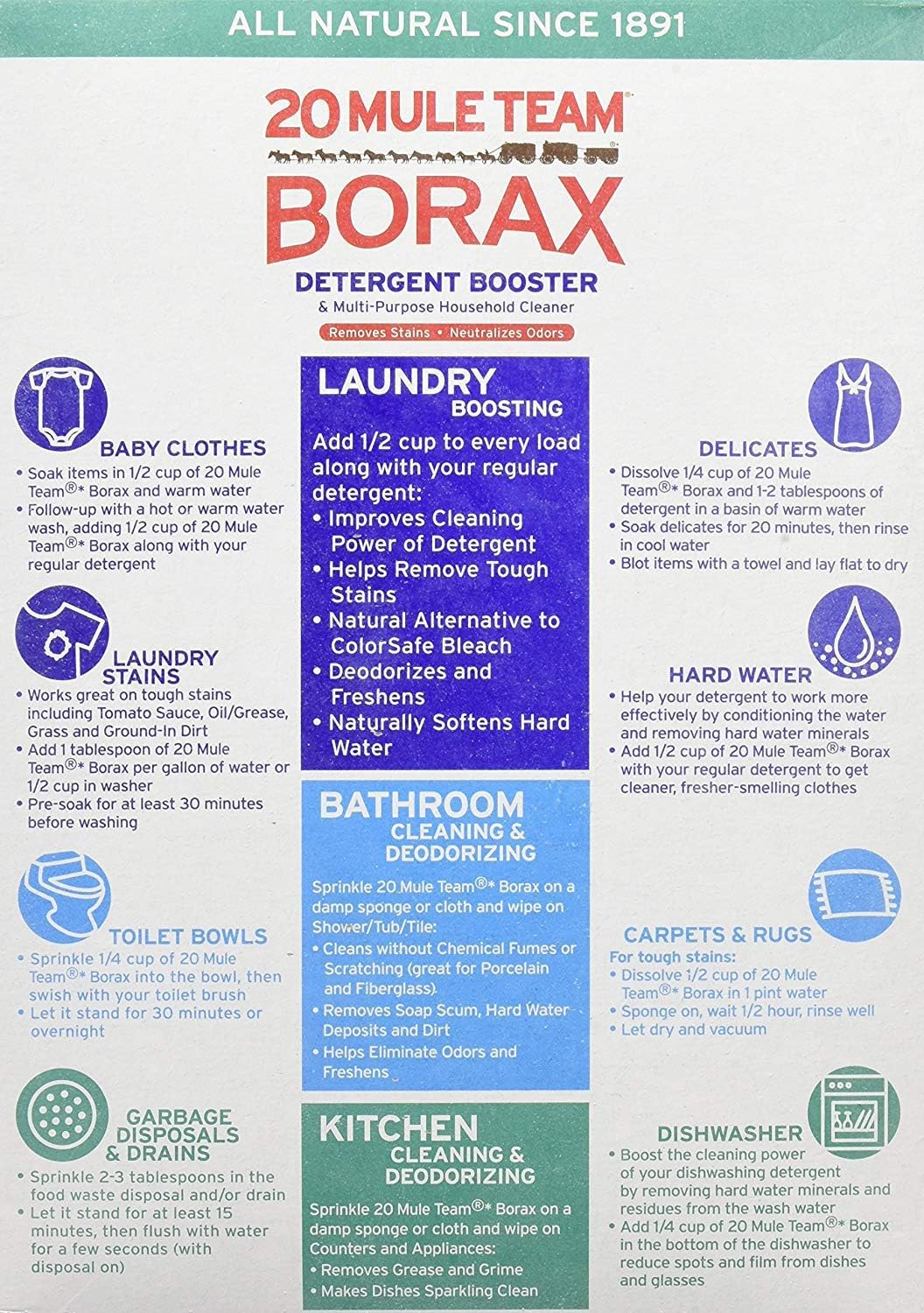 Borax Natural Laundry Booster, 65 oz (Pack of 2)