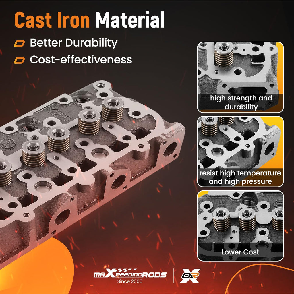 maXpeedingrods Complete Cylinder Head Assembly with Full Gasket Kit for Kubota D902 Engine RTV900 ZD323 BX2230 Tractor Bobcat MT55 Skid Steer Mower Replace OE 1G962-03045 1G962-03046