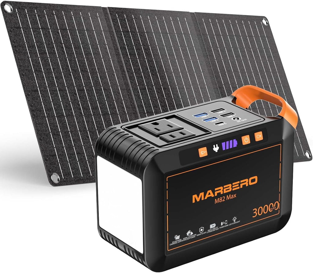 111Wh Solar Generator with Panels Included Solar Panel Kit 30W | Solar Powered Generator 120W Surge Portable Power