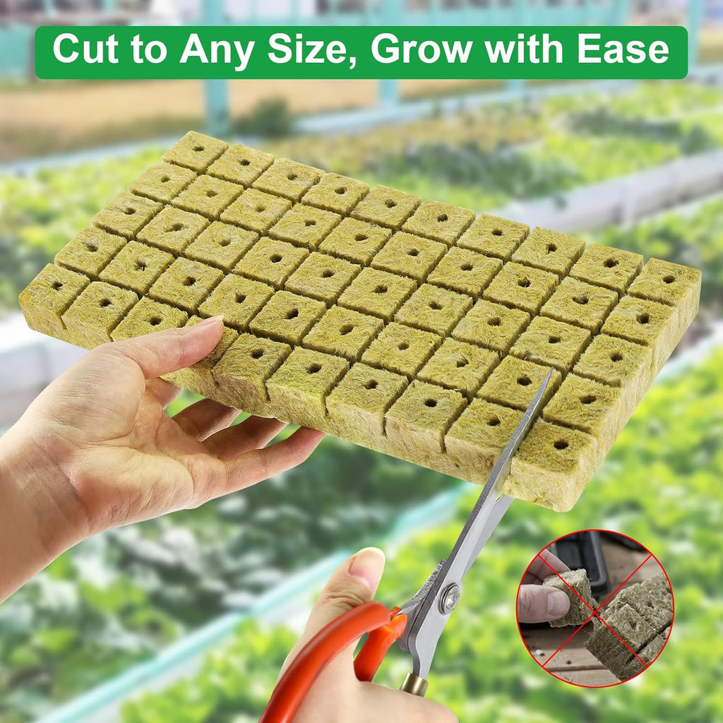 Rockwool Cubes 1 Inch – 100 Pack Premium Rock Wool Planting Cubes for Hydroponics, Seed Starting, Cloning & Cuttings