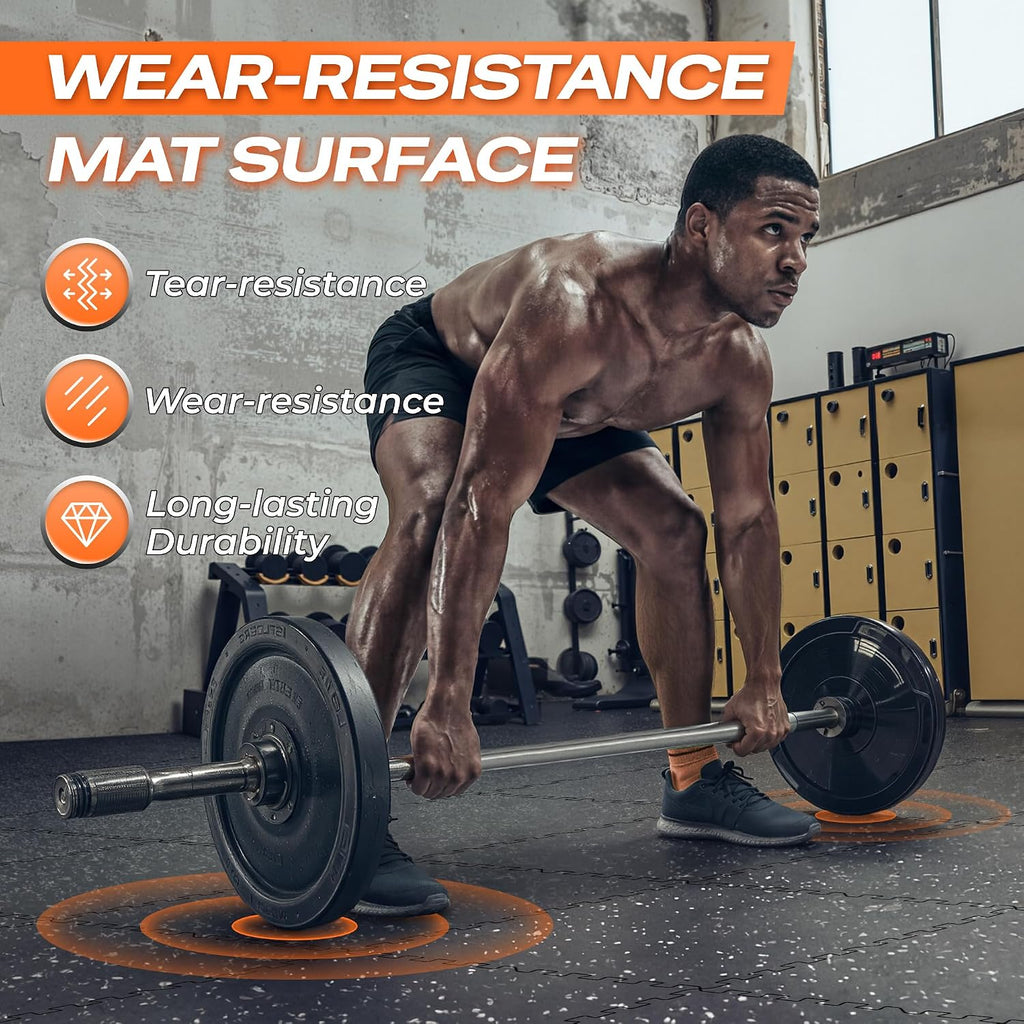 0.56'' Thick 24 Pcs 96 Sq Ft Rubber Top Exercise Equipment Mats, High Density EVA Foam Mats with Rubber Top
