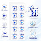 50th Birthday Thank You Stickers: 100 Count, 1.6 Inch Round