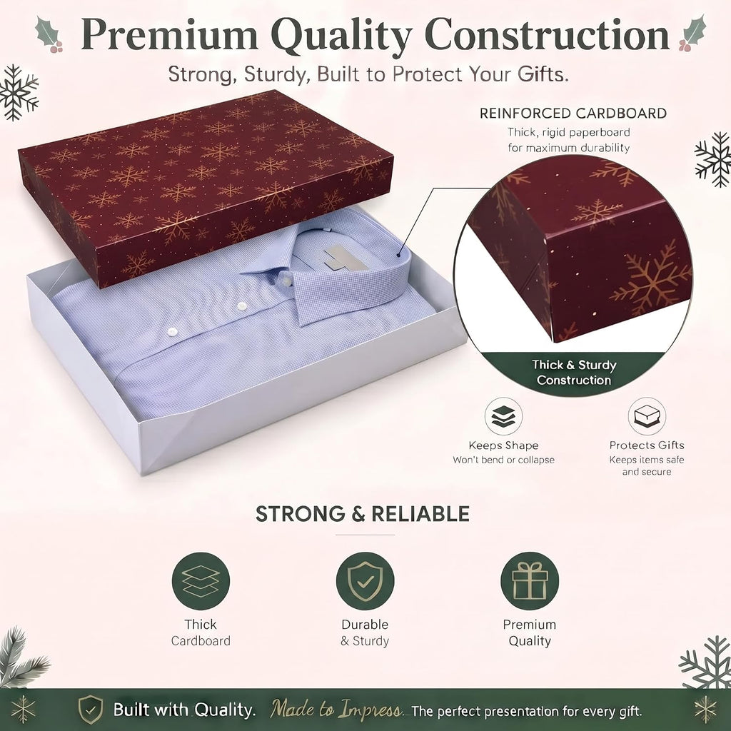 12 Pcs Burgundy Christmas Gift Boxes with Lids for Presents