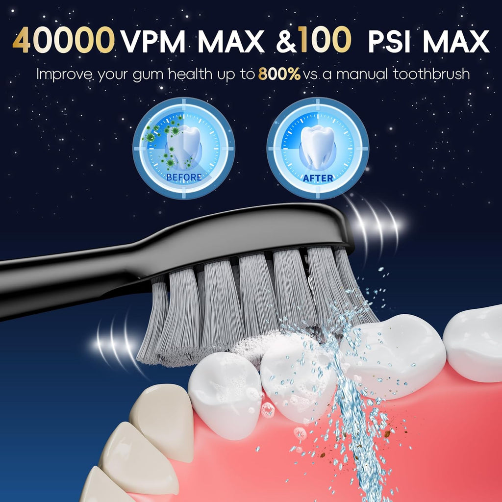 Electric Toothbrush with Water Flosser Combo, 3-in-1 Sonic Flossing Toothbrush and Dental Water Flosser for Teeth