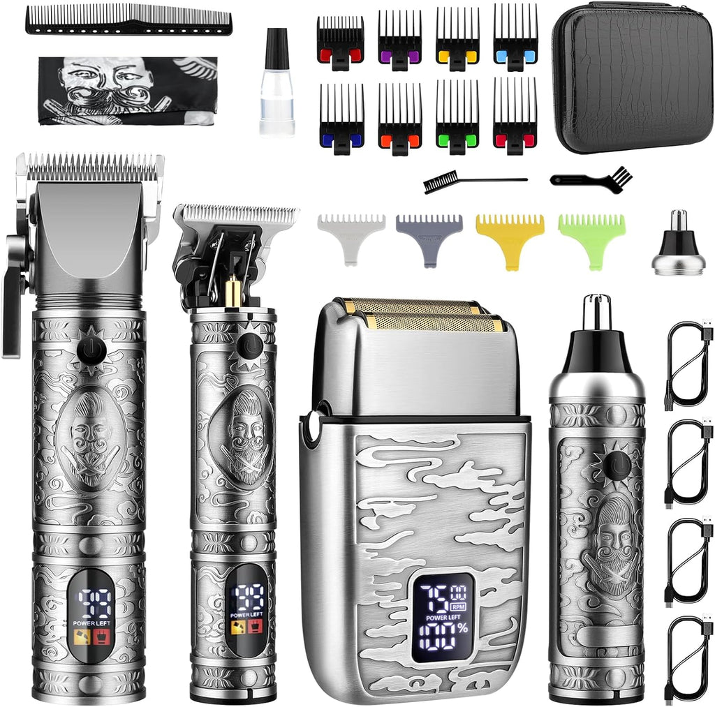 Professional Hair Clippers, Men's Beard Trimmer & Grooming Kit with Electric Razor, Clippers & Trimmers Set, Hair
