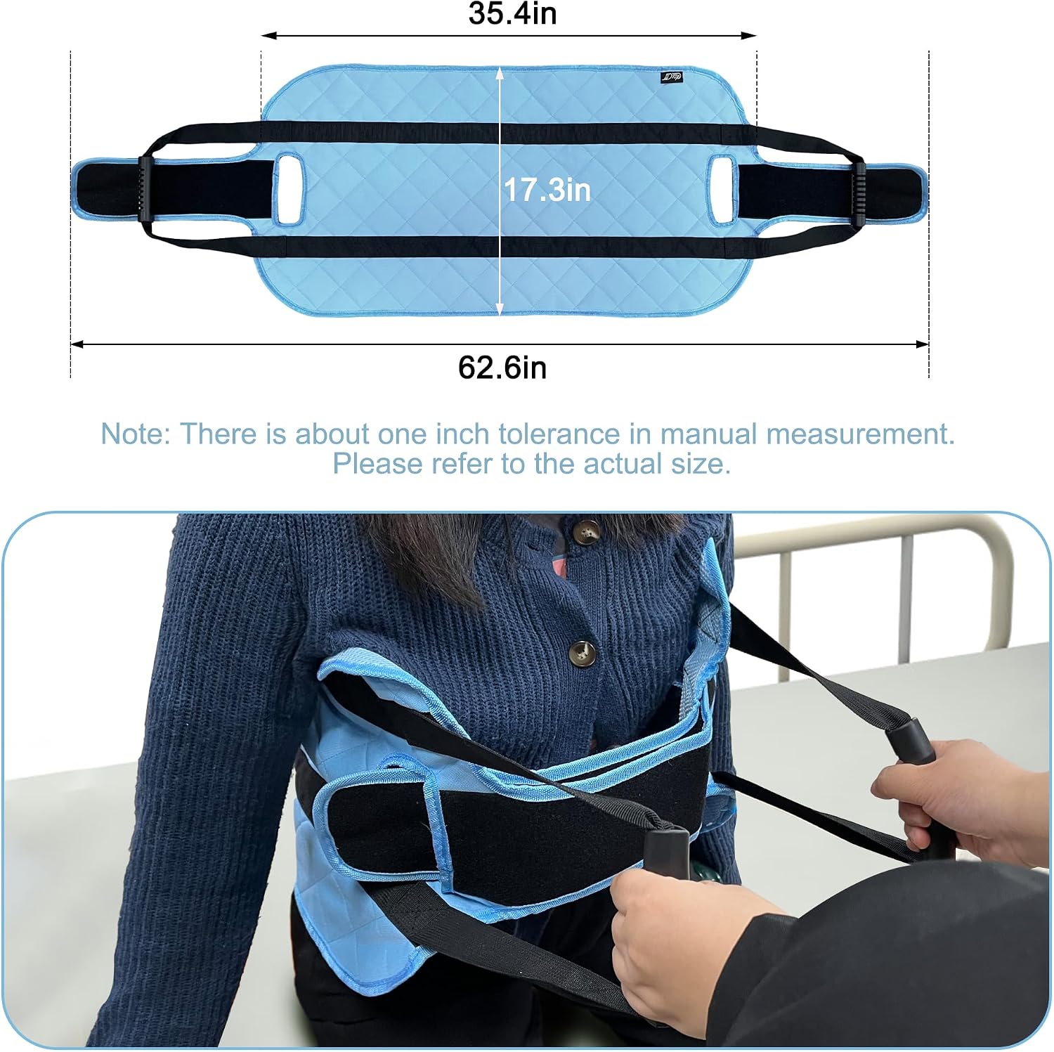Transfer Sling Padded Gait Belt, Breathable Oxford Non-Slip Lift Aid with Handles&Fixing Belt, Lightweight Mobility