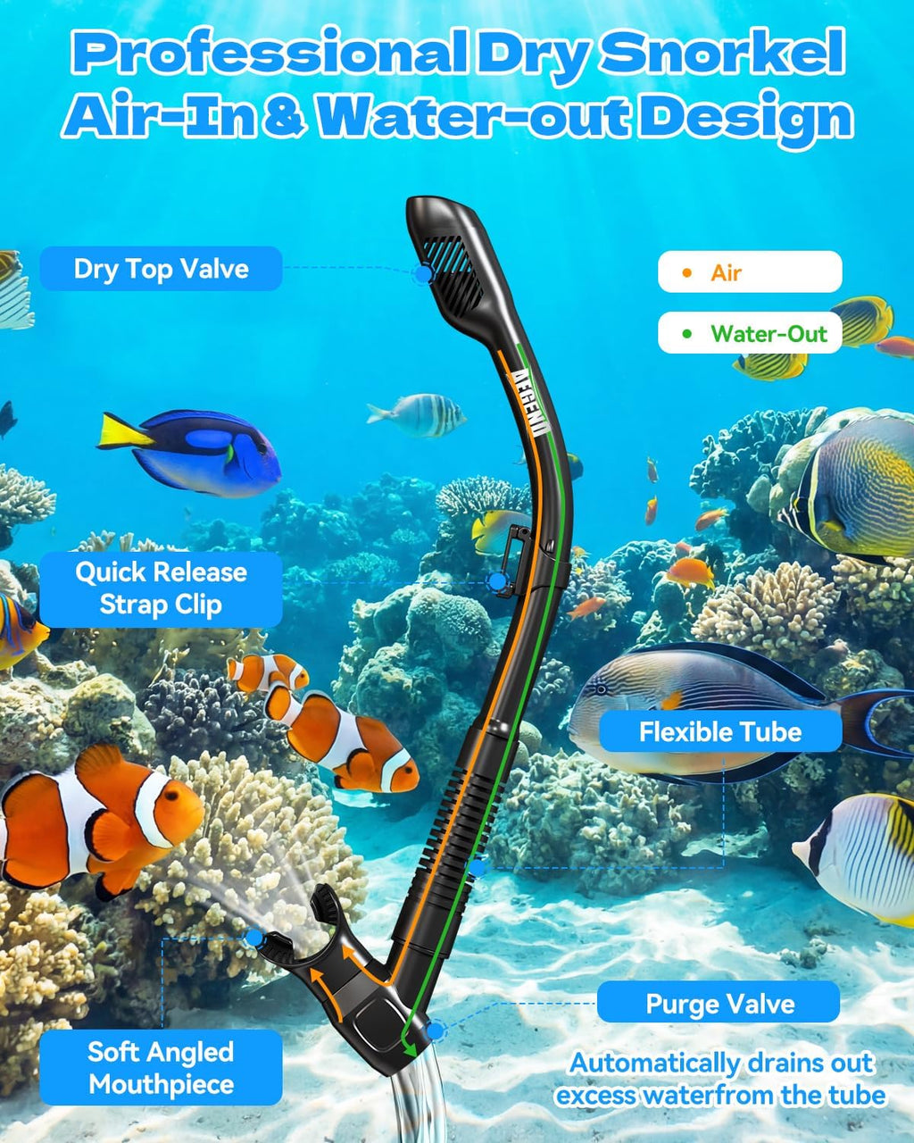 Snorkeling Gear for Adult with Travel Mesh Bag | Snorkel Mask, Dry Top Snorkel, Anti-Fog, Panoramic Wide View