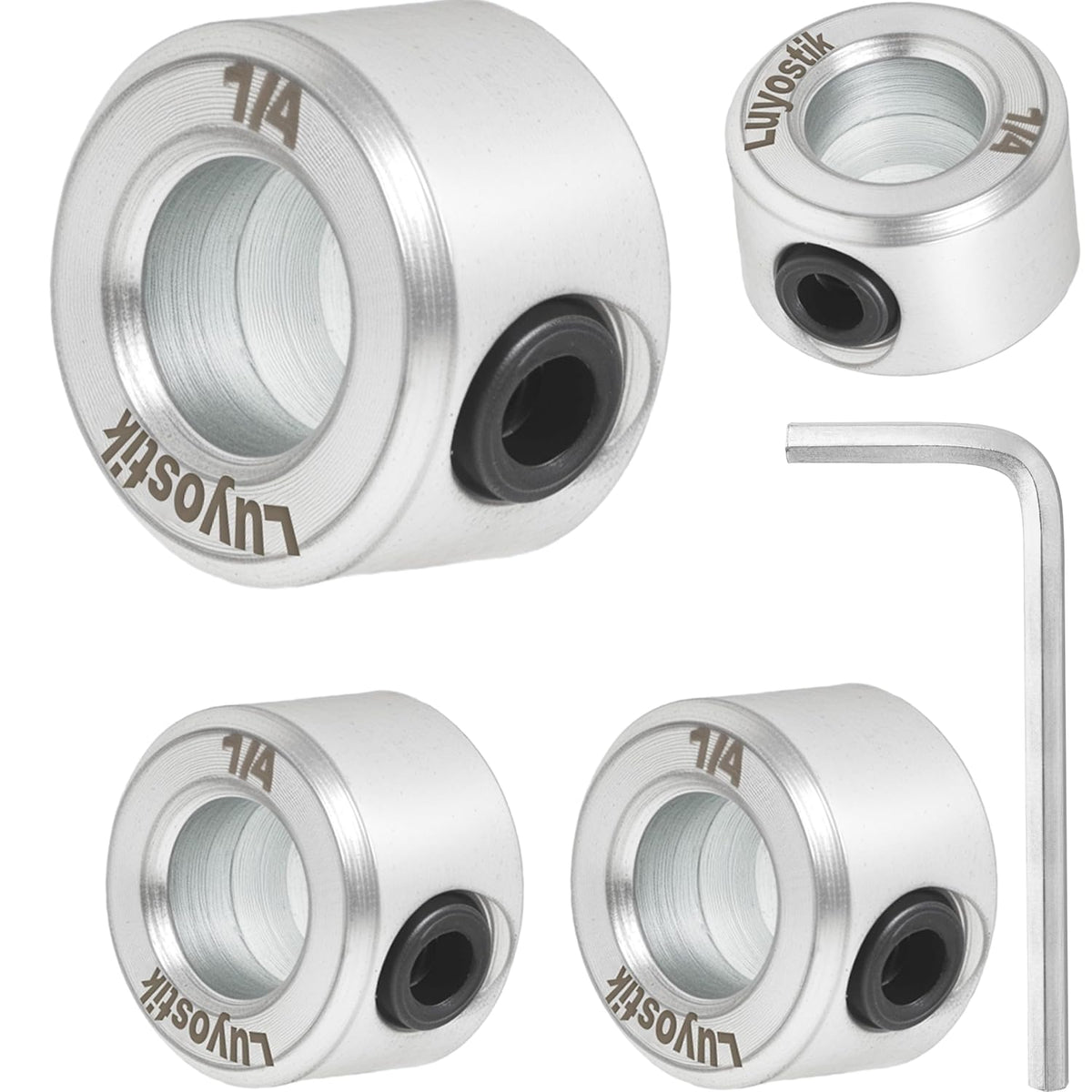 4pcs 1/4" bore Shaft Collar,Zinc Plated Set-Screw Shaft Collars