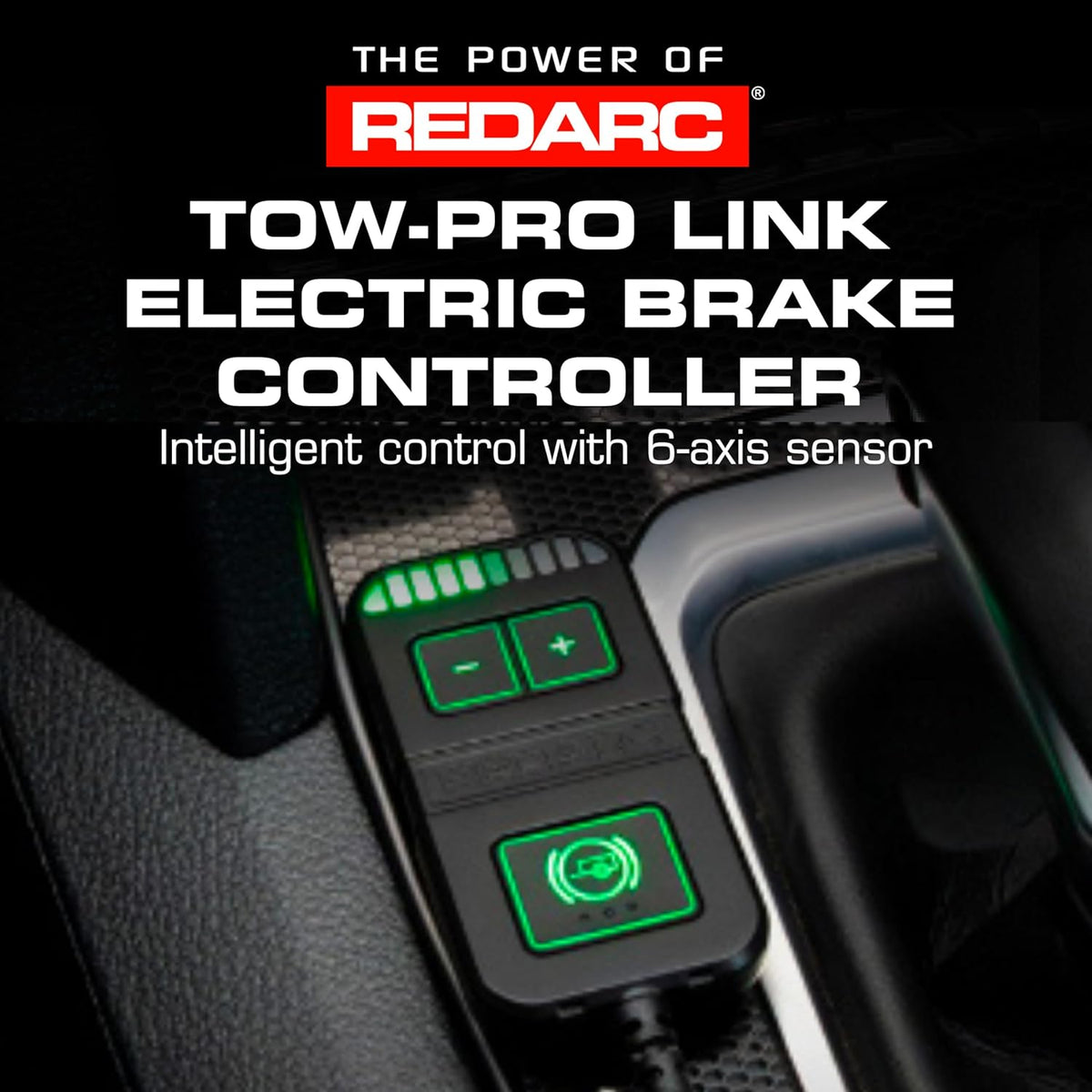 Tow-Pro Link Electric Trailer Brake Controller, 6-Axis Sensor Sway Control, Dual Braking Modes, Plug and Play Install