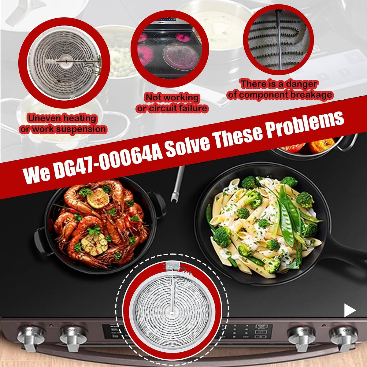 DG47-00064A DG47-00056A Compatible With Samsung Stove 9/12in Dual Element