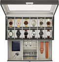 12 Slots Watch Case with Lockable Watch Jewelry Box for Women Men | Jewelry Display Case, Leather Watch Organizer