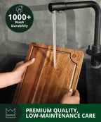 Wooden Cutting Boards for Kitchen Meal Prep & Serving - Bamboo Wood Serving Board Set with Deep Juice Groove Side