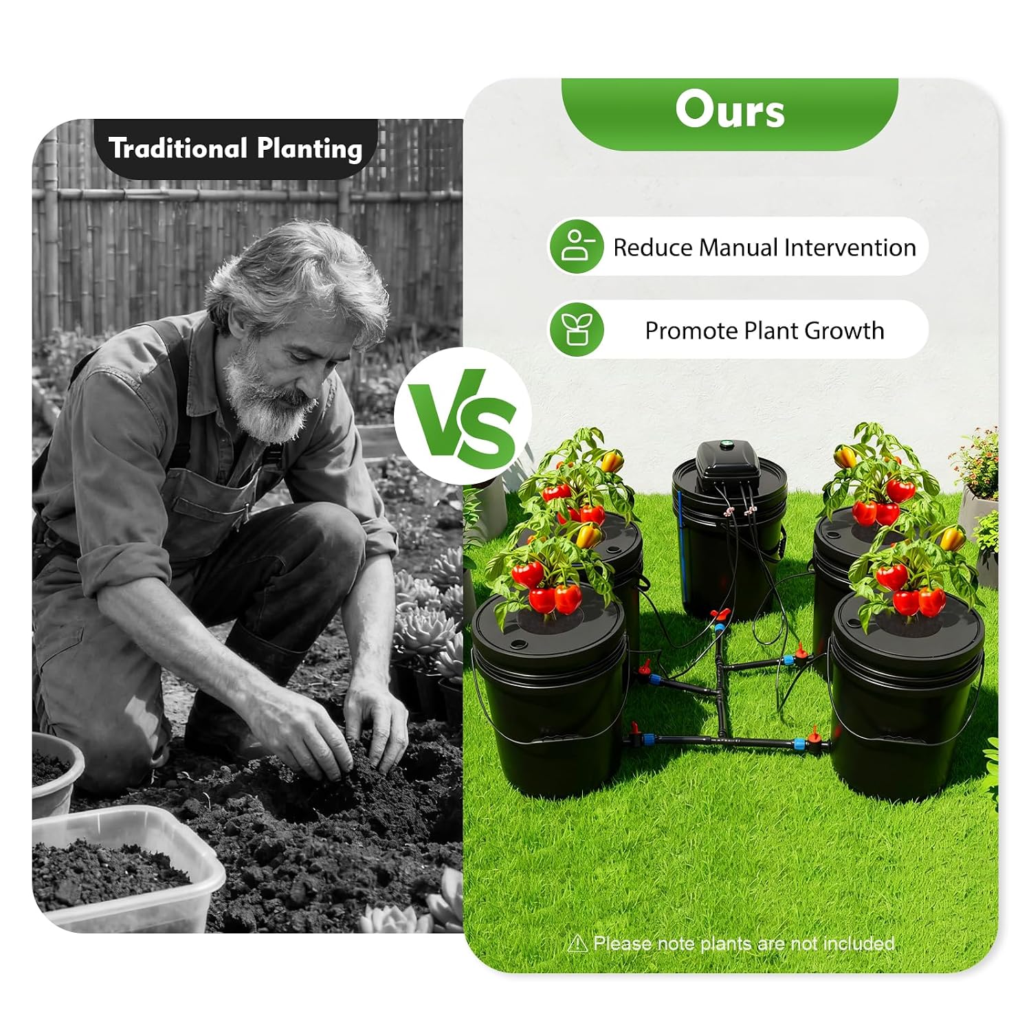 DWC Hydroponic System 5 Gal 5 Buckets - Recirculating Deep Water Culture Kit with12W Air Pump, 4×4L/min Air Stone, 6m