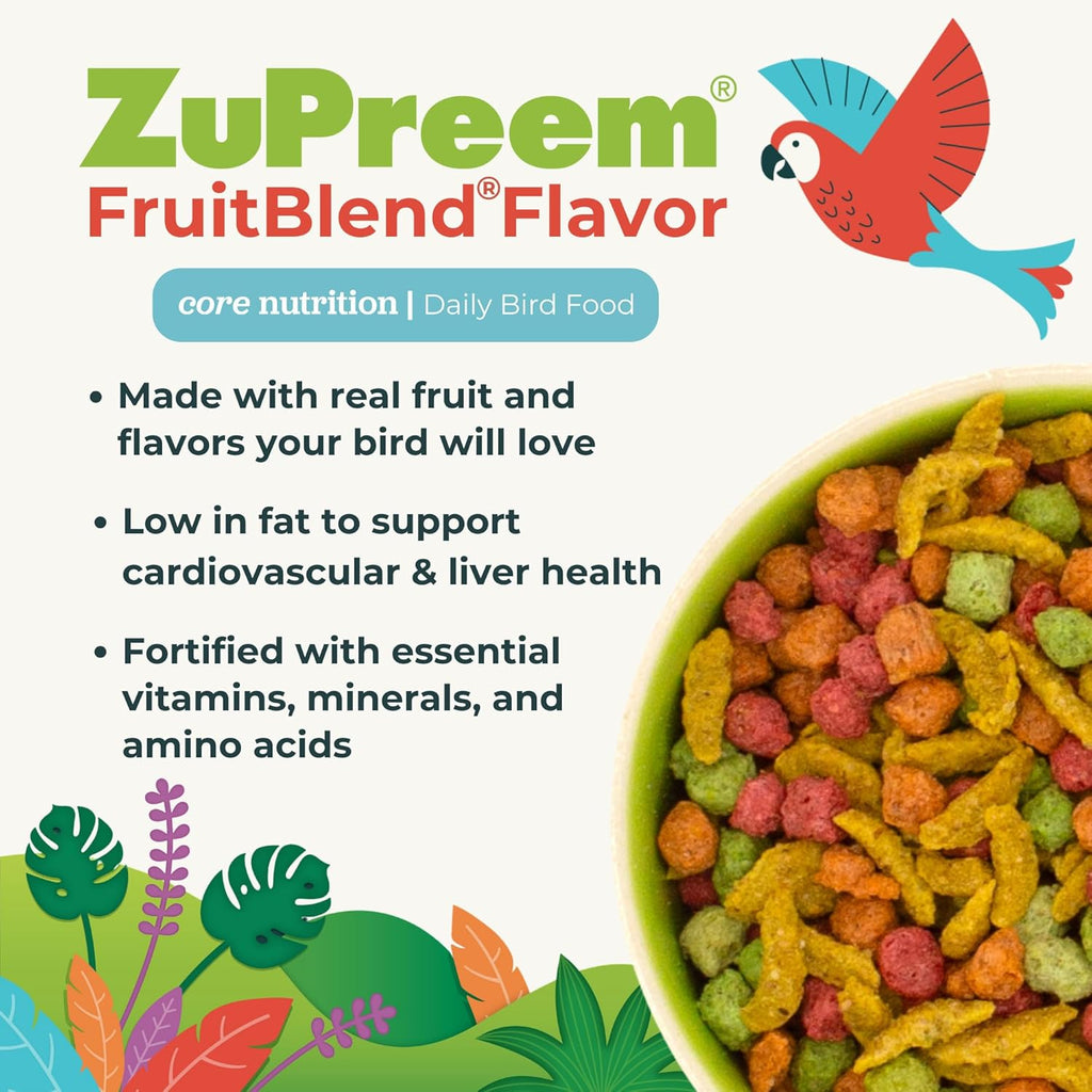 FruitBlend Cockatiel & Conure Food, Uniform Bird Food, M, 2 lb | Bird Food Pellets, Real Fruit, Blend, Cockatiel