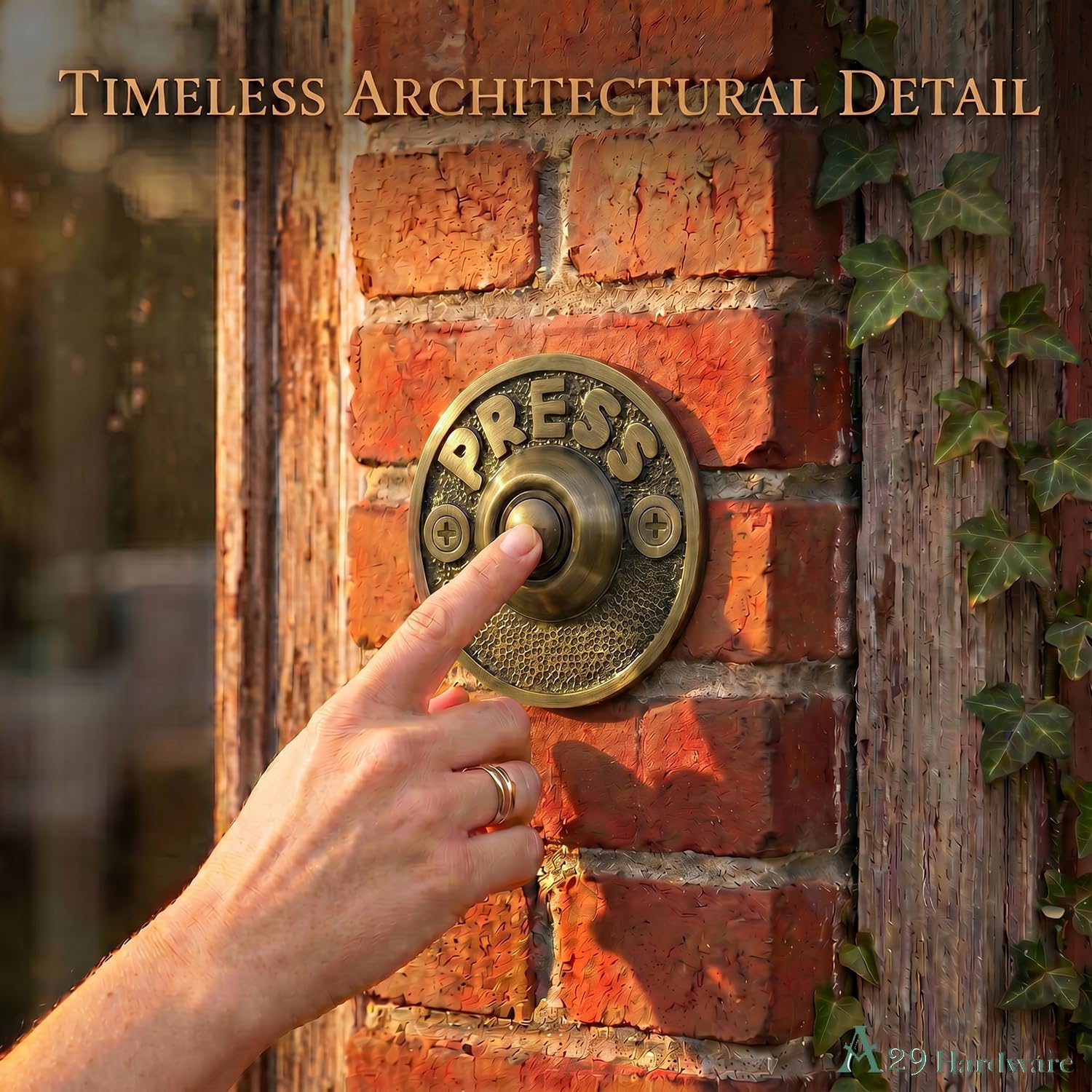 Round Doorbell Push Button, Solid Brass, Antique Brass Finish | 2 1/2 in Diameter, Decorative Push Button Doorbell