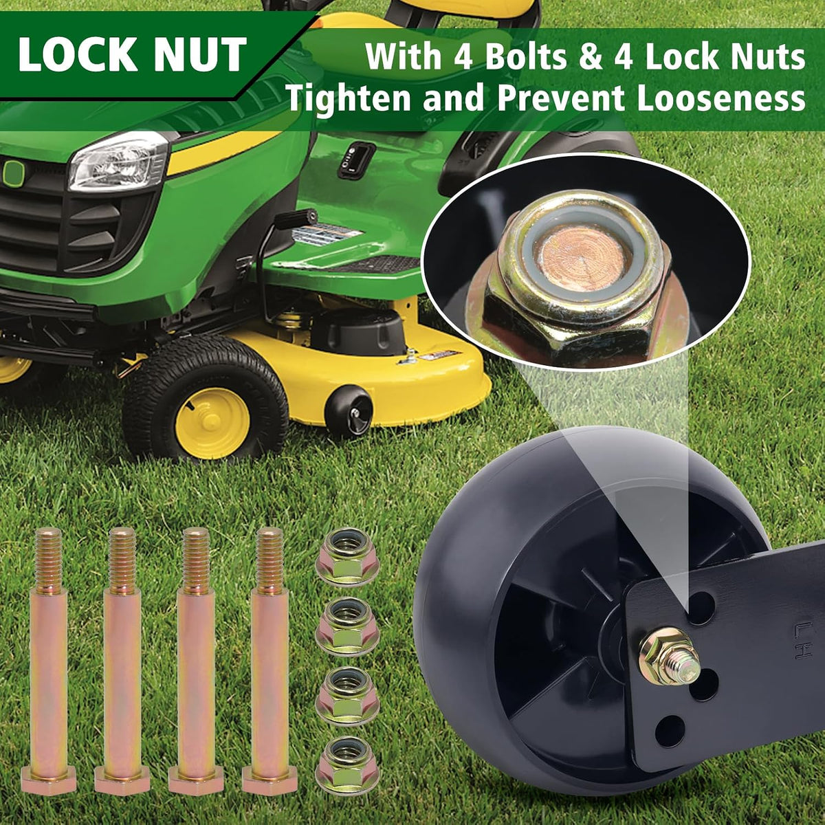 CheeMuii 4 Pcs 734-04155 Mower Deck Wheels with 525509501 Deck Brackets Kit