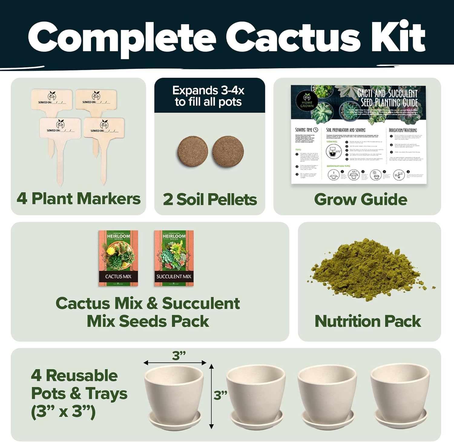 Succulent & Cactus Seed Kit for Planting – [Enthusiasts Favorites] Premium Cactus & Succulent Starter Kit: 4