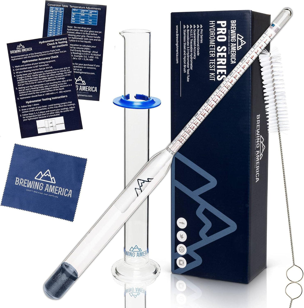 Brewing Hydrometer Alcohol Tester Kit: USA-Made Beer & Wine American-Made Specific Gravity ABV Test Pro Series