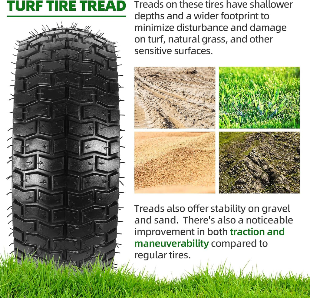 13 x 5.00-6 Lawn Mower Tire and Wheel, 2 Pack | Fits Riding Mowers & Lawn Tractors, 3" Centered Hub, 3/4" Bushings