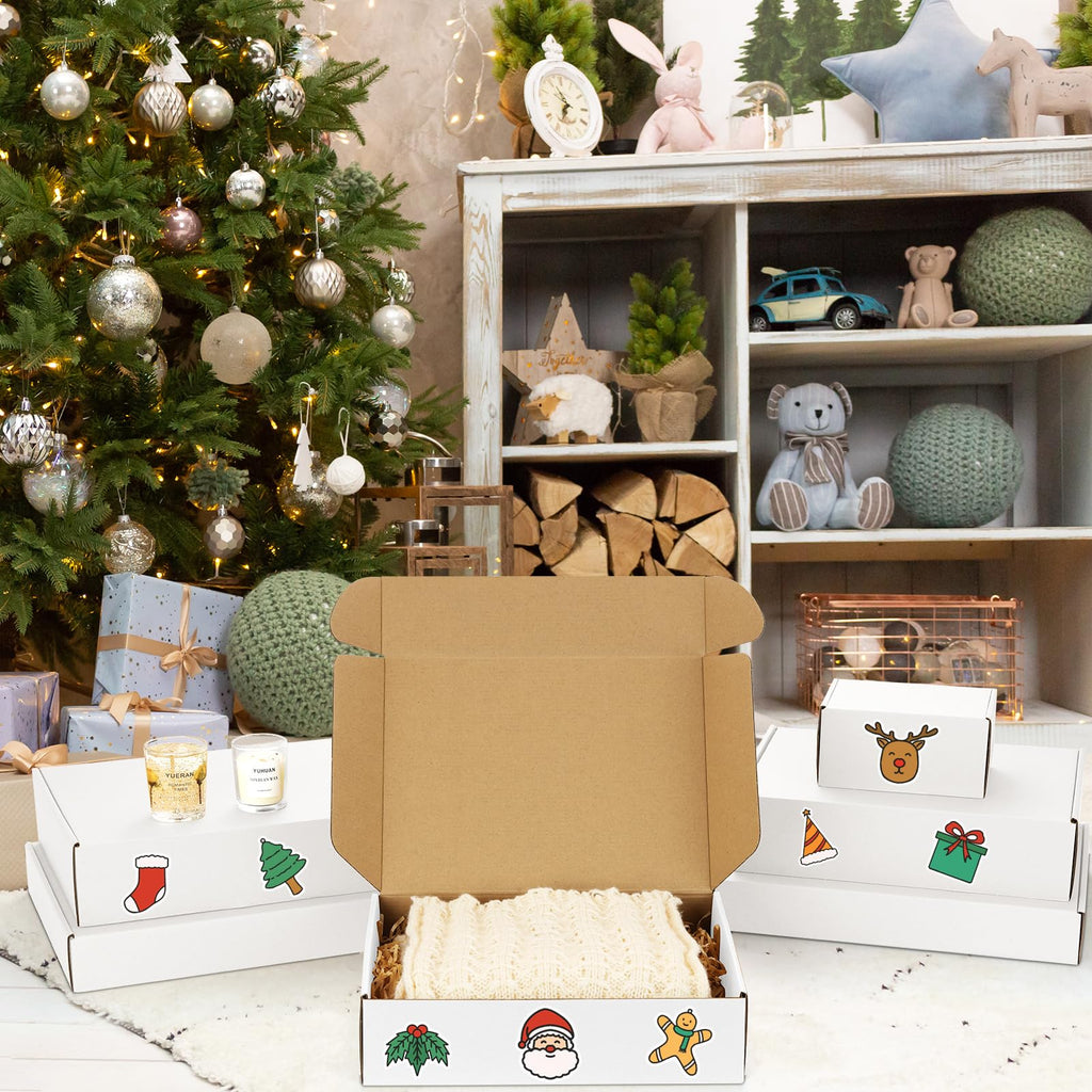 18 Pack Small Shipping Boxes Assorted Sizes, 6x4x3, 12x9x3, 13x10x2-6 PCS Each Small Boxes, White Corrugated Box