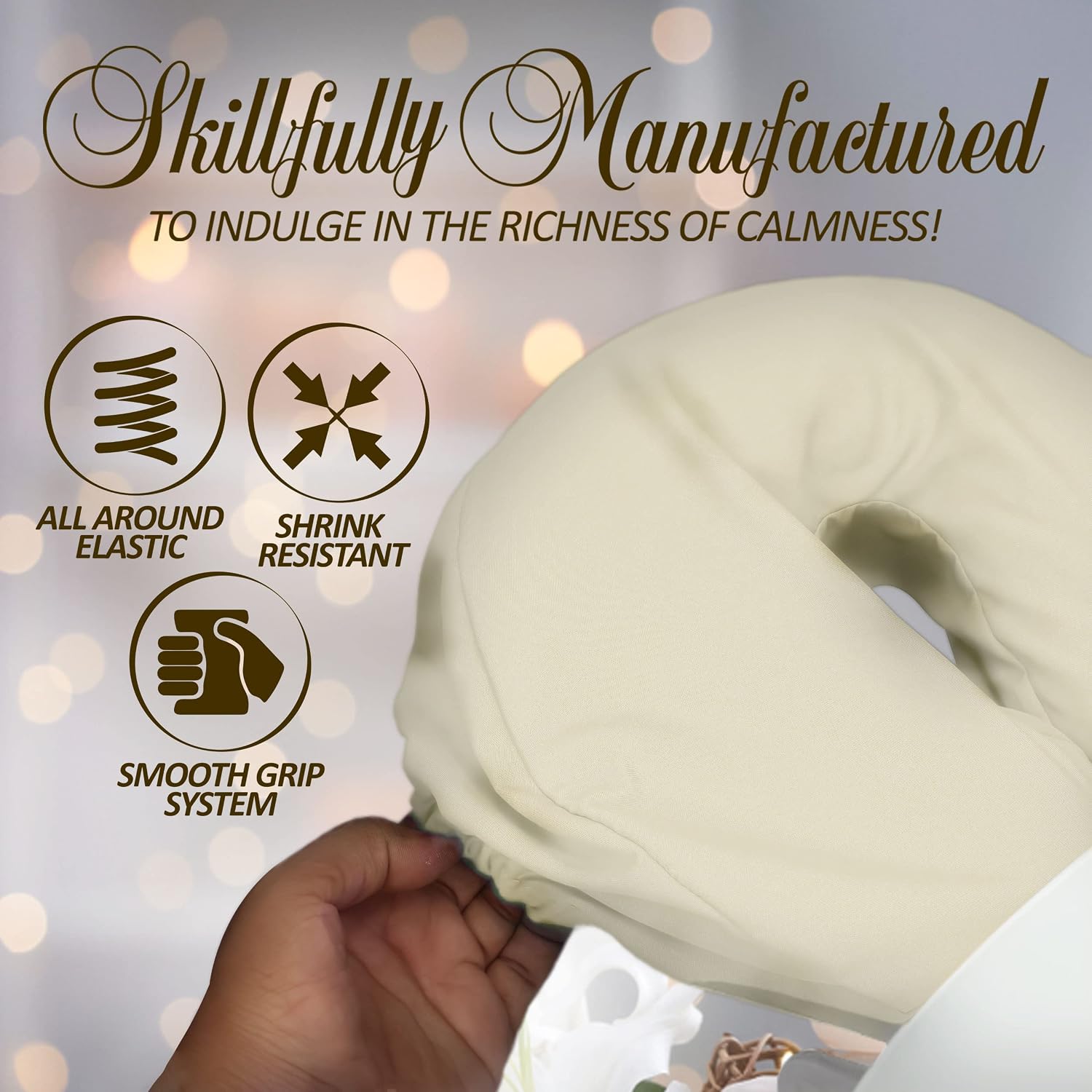 Soft & Heavy Microfiber Massage Tables Face Cradle Covers Cozies Fitted- 4 Pieces (4, Natural)