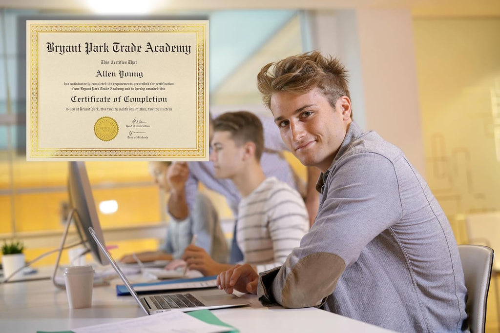 50 Sheet Award Certificate Paper, Gold Foil Metallic Border, Ivory Letter Size Blank Paper, Diploma Certificates