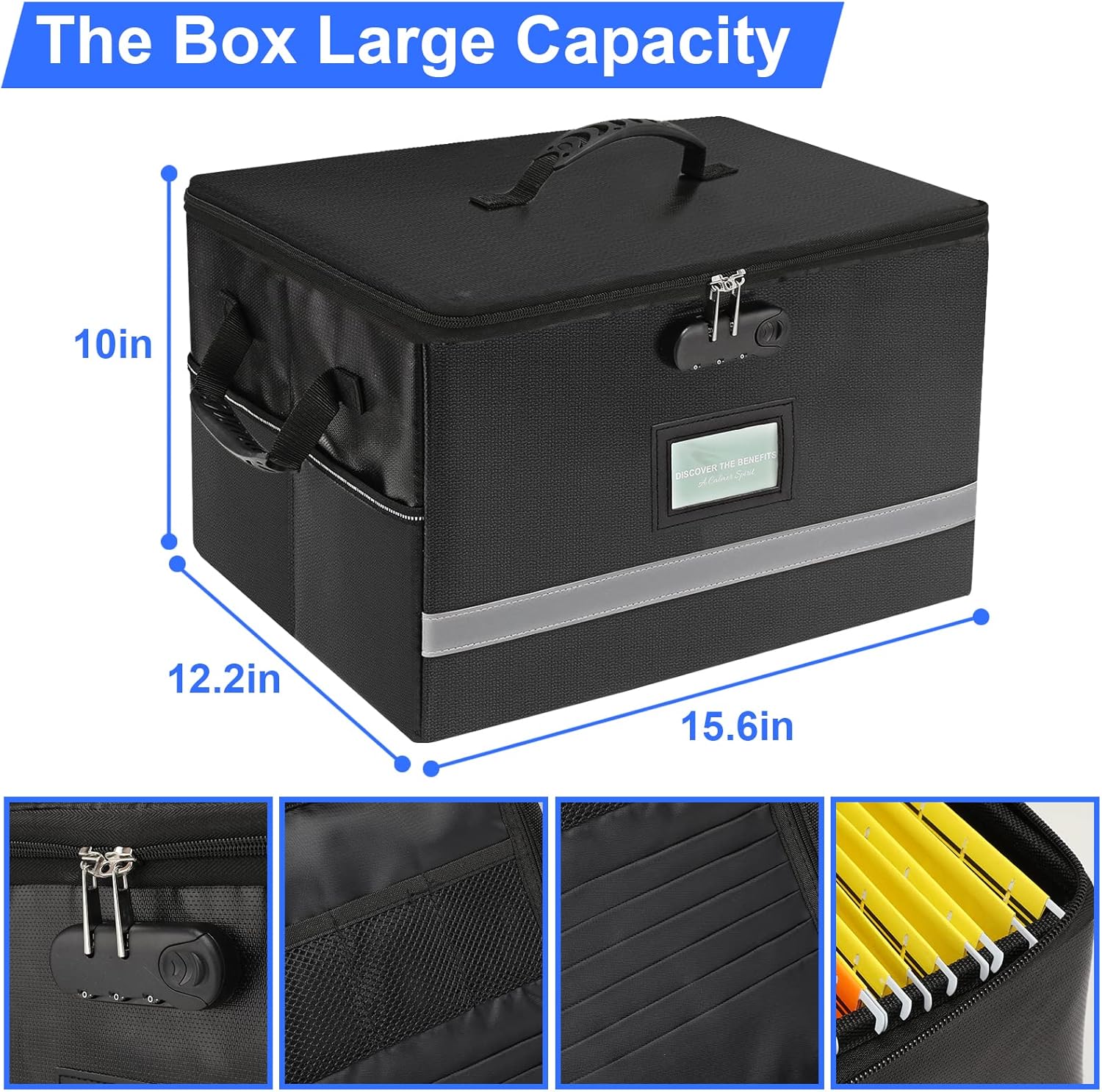 File Organizer, Fireproof File Box with Lids, Important Document Organizer Box with Lock, Portable File Folder