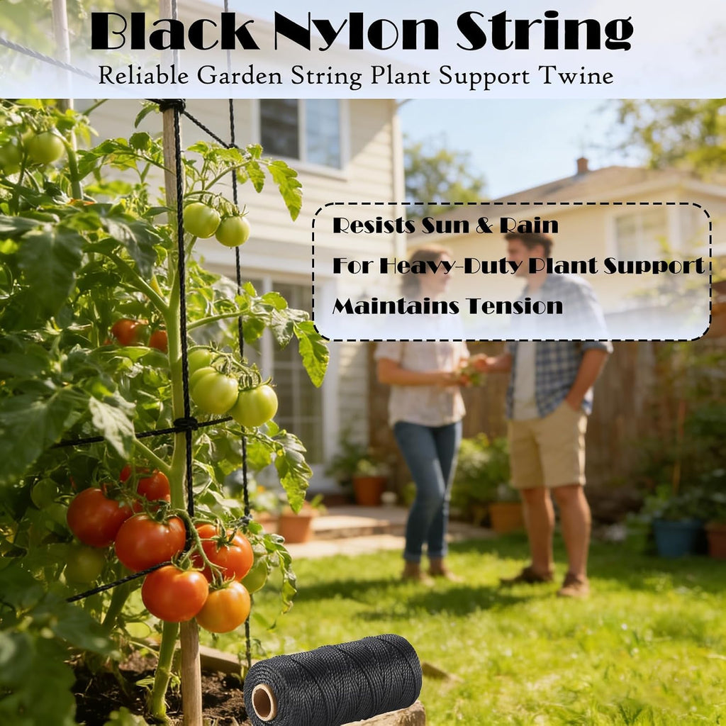 Black Nylon Twine 3mm 200ft UV Resistant Low Stretch Garden Camping Twisted