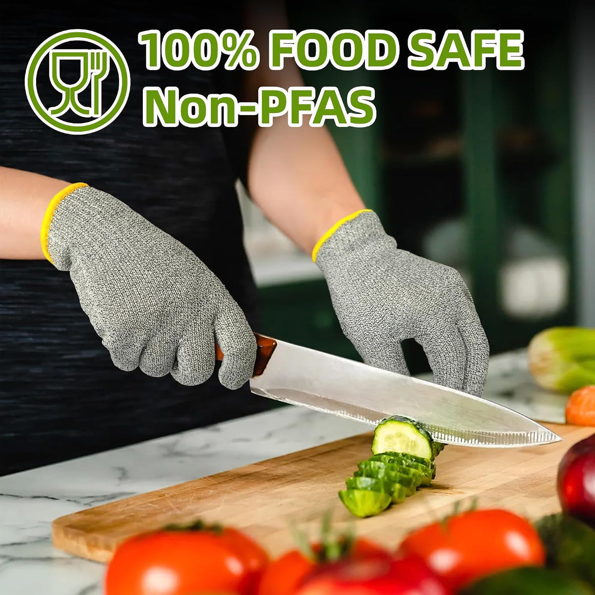 2 Pairs High Level A7 Cut Resistant Gloves,Food Grade, PR1508, L