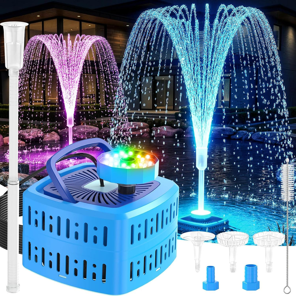 Pond Filter with Pump Fountain Kits,Pond Pump for Outdoor Ponds-Blue