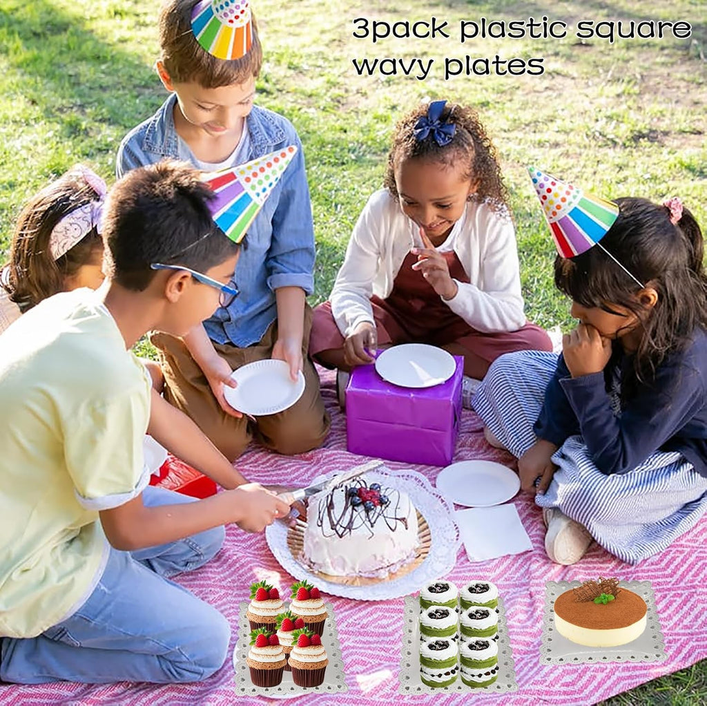 2 Pack 3 Tier Plastic Dessert Cupcake Stand Cupcake Tower Stand White Cupcake Holder Tiered Serving Trays for Dessert
