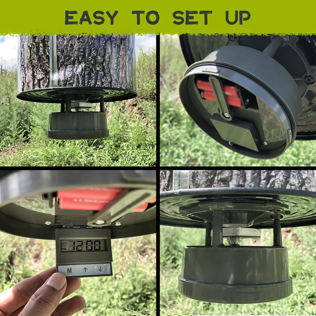 Deer Feeder Kit with Digital Timer and Metal Spinner for Hunting