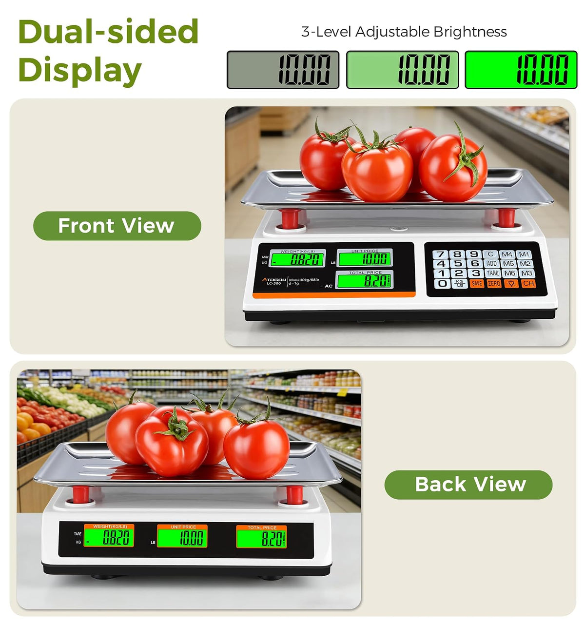 1g/ 88lb Price Computing Scale, Commercial Food Kitchen Scale