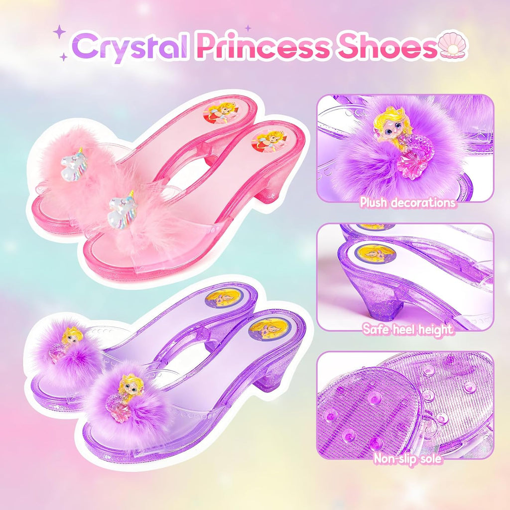 Princess Dress Up Clothes Princess Shoes, Mermaid Unicorn Dress Up Costumes | Pretend Play Dress Up Set for Little