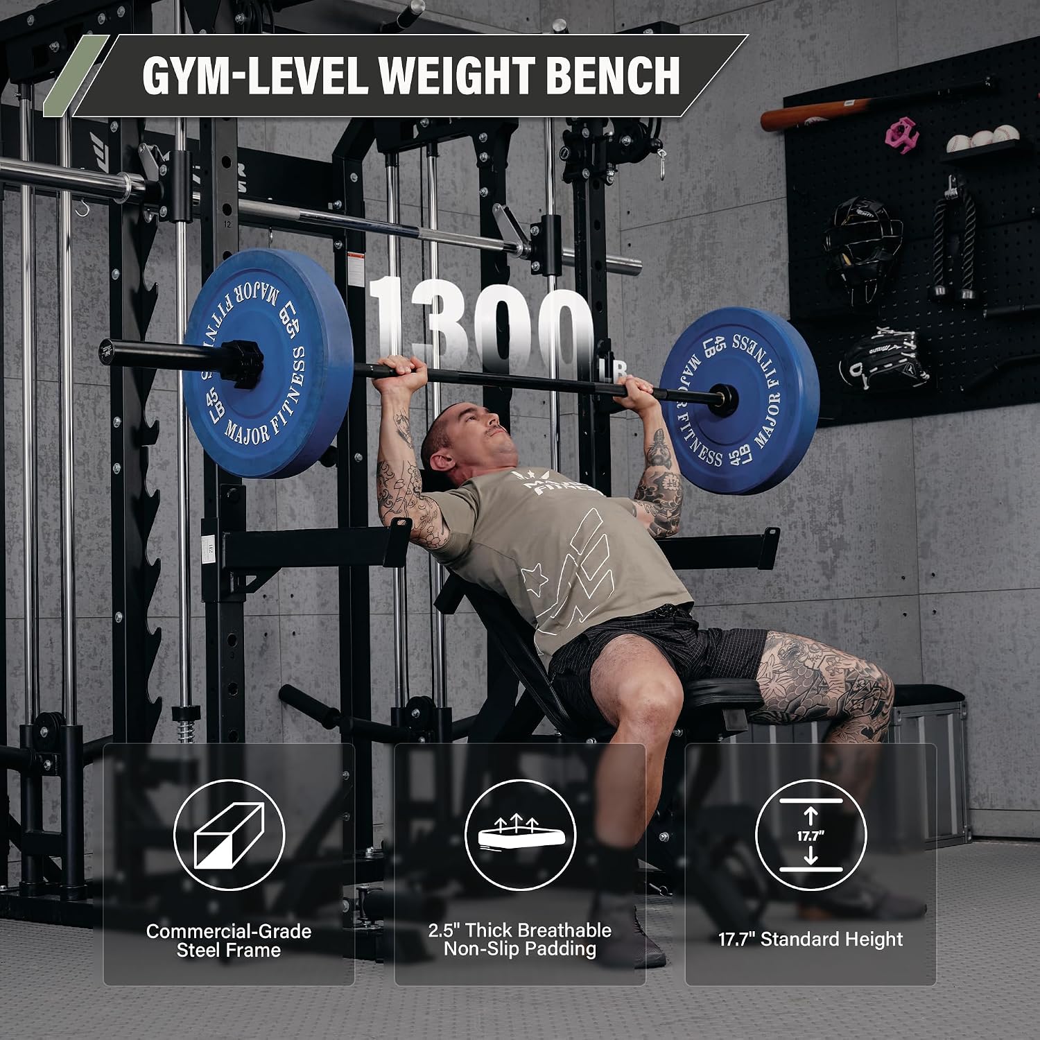 Weight Bench, Adjustable Workout Bench for Strength Training, Bench Press, and Full-Body Workouts for Home Garage Gym