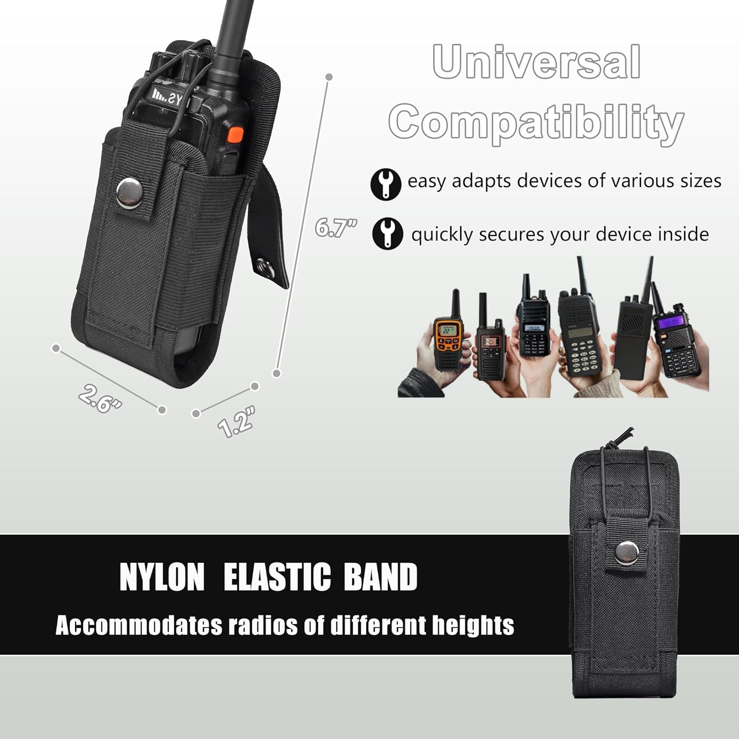 Radio Holster Molle Radio Pouch for Tactical Vest Duty Belt, Universal Two Way Radio Case Holder for Baofeng Kenwood