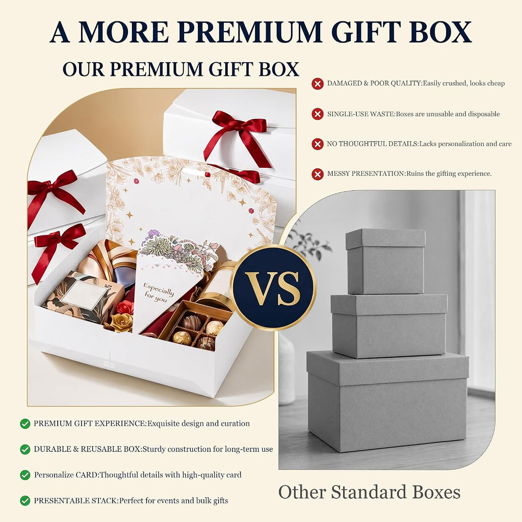 White Gift Boxes with Lids and Ribbon, 10 Pack, 10.6x7.8x3.1 Inch