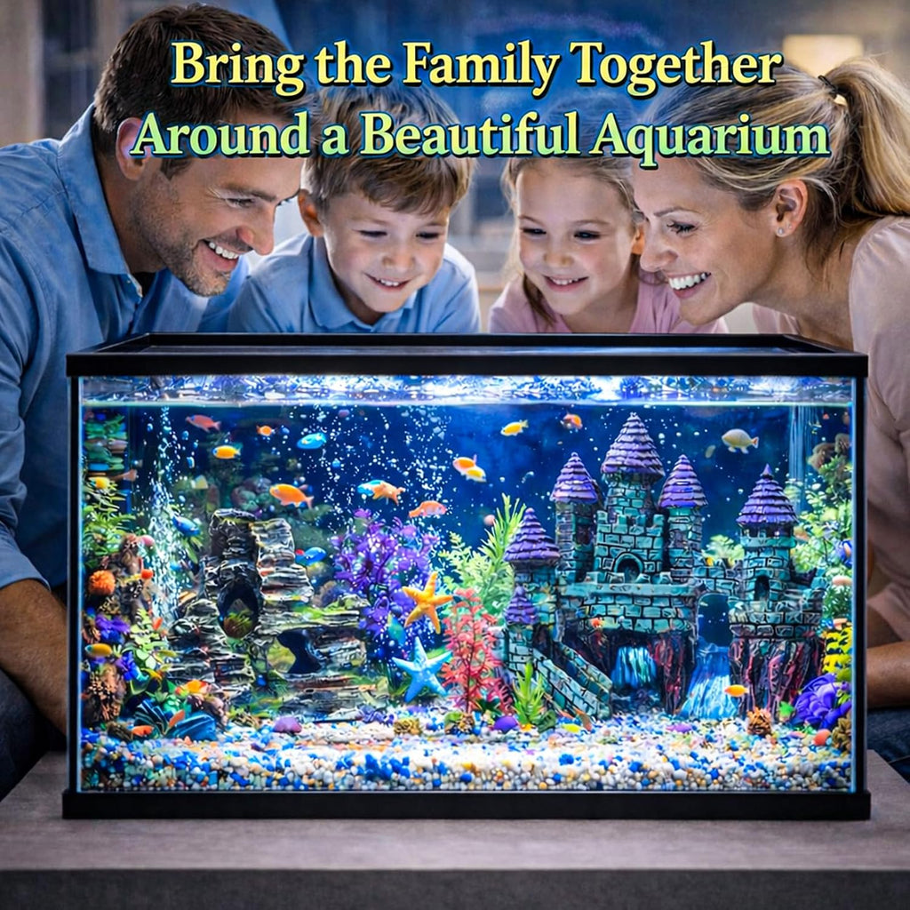 13 Pieces Aquarium Decorations Kit, Fish Tank Decorations Set Small Resin Castle and Rockery Betta Fish Cave Hideout
