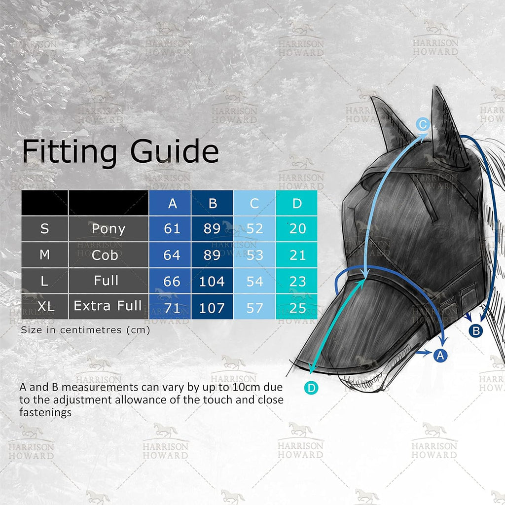 LumiVista Horse Fly Mask Long Nose with Ears UV Protection for Horse Dream Star M Cob