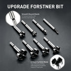 Forstner Bit Set, 8Pcs Wood Drilling Bits for Flat-Bottom Holes