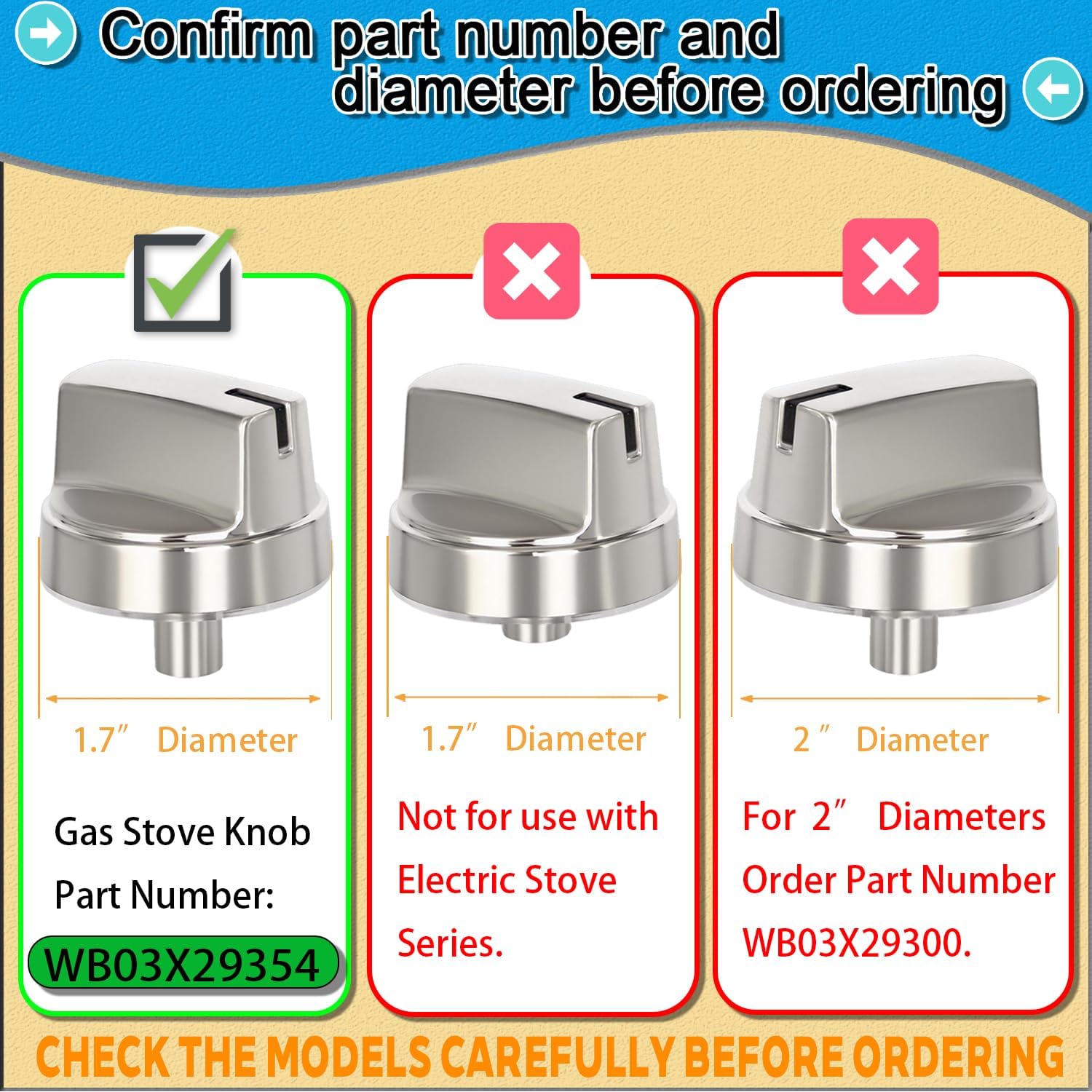 WB03X29354 Compatible with GE Profile Stove Knobs Replacements, Fits Models PGP7036SL1SS PGP7030SL1SS PGP9036SL2SS
