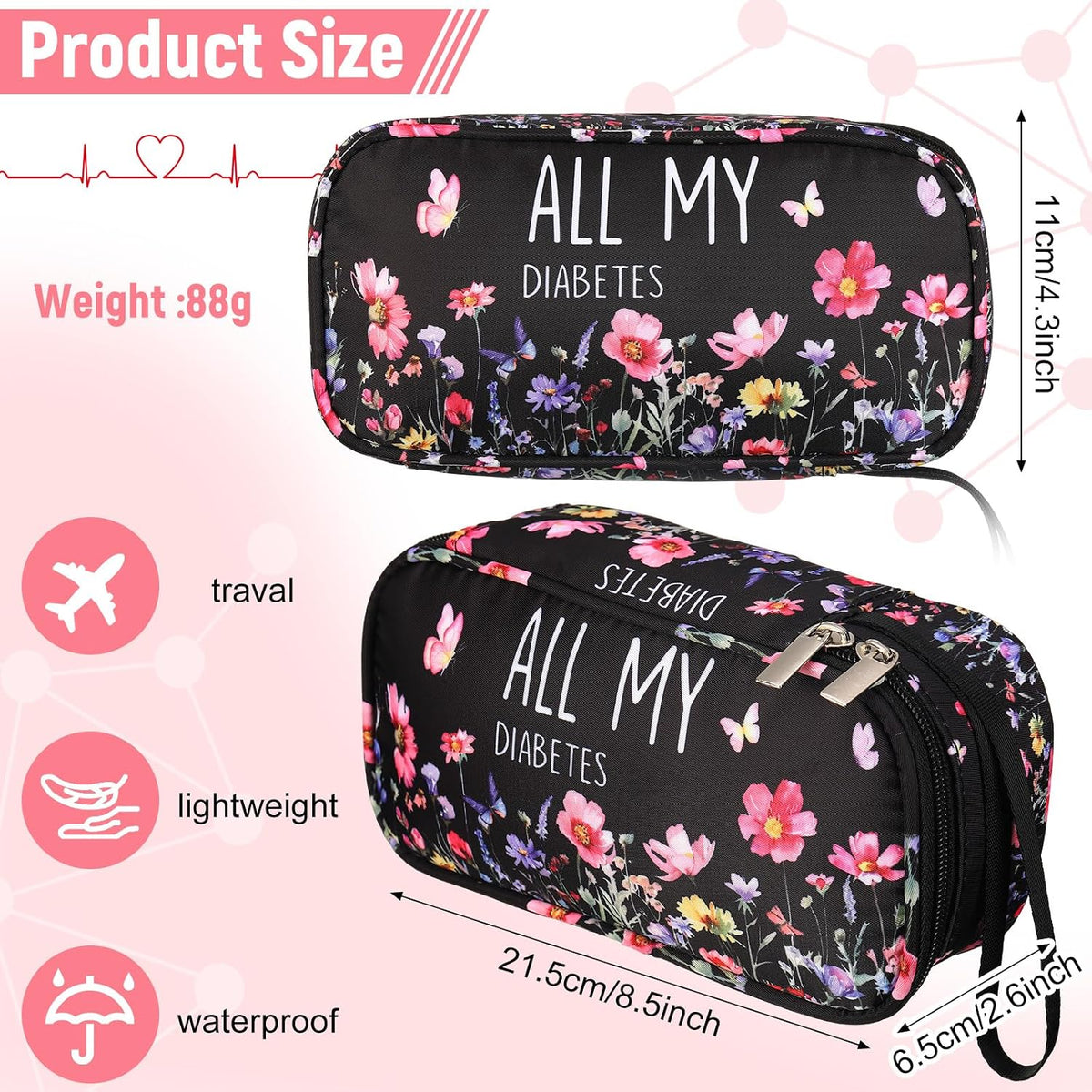 Insulin Cooler Travel Case Diabetic Travel Case Portable Diabetic Supplies Bag Spring Funny Gifts for Insulin Pen