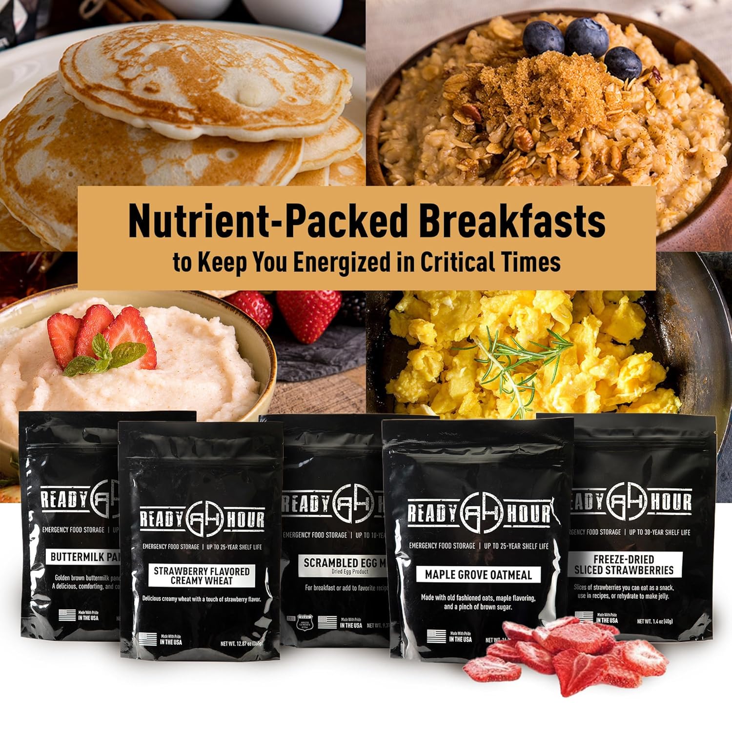 Breakfast Bucket (128 Servings), Emergency Food Supply, Emergency Food Kit, 25-Year Shelf Life Food, Survival Food