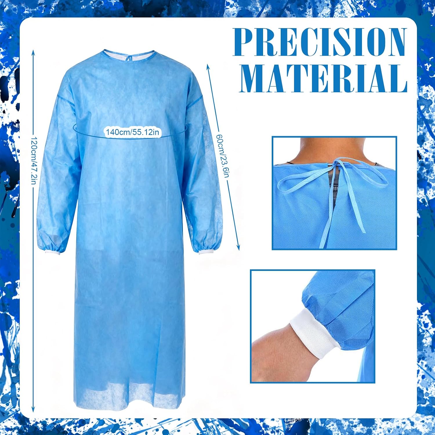 9 Pcs Patient Gown Party Costumes Set, Hospital Gown Outfit for Men Women Funny Shorts Halloween Cosplay Themed Party