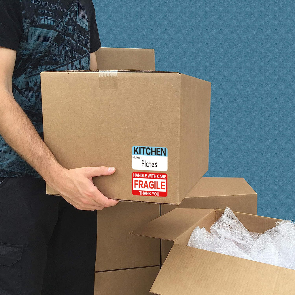 Moving Packing Box Labels for 3-4 Bedroom, 20-Color Coded Moving Stickers