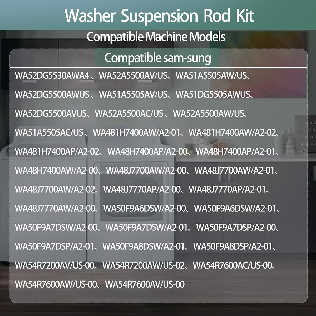 WA52A5500AV/US WA52A5500AC/US DC97-16350Y Washer Suspension Rods Kit(27.6in*4) replace for samsung WA54R7600AC/US WA52A5500AW/US WA51A5505AC/US WA54R7200AV/US WA54R7200AW/US WA54R7600AW/US WA54R7600AV