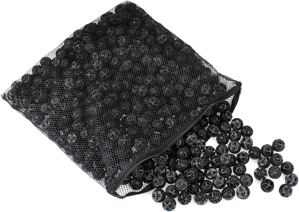 Aquarium 1" Bio Balls 500pcs Fish Tank Sump Filter Koi Pond Canister Filter Media with Free Media Bag