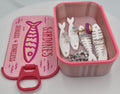 Sardines Jewelry Box Organizer, Pink, with Fish-Shaped Holders for Rings, Earrings and Charms, Whimsical Ocean Gift