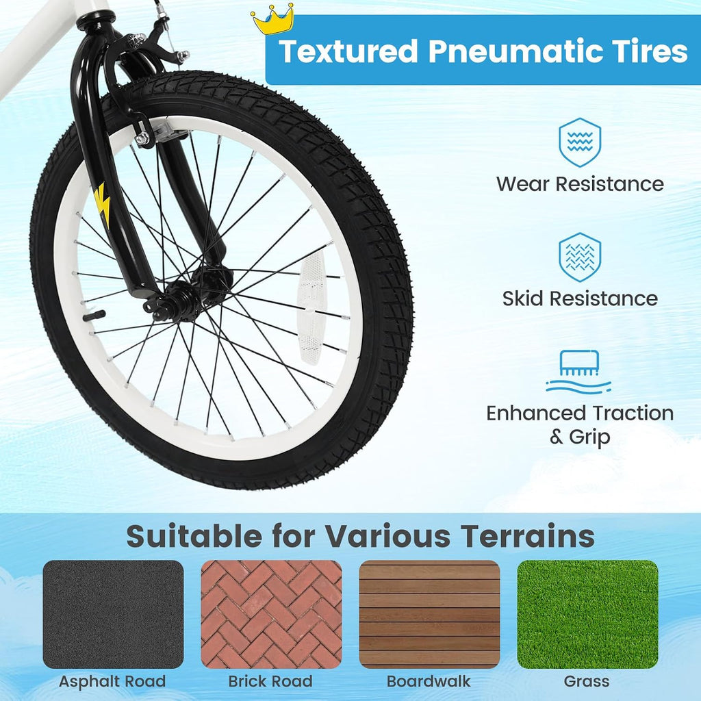 Kids Bike, 12 14 16 18 Inch Children Bicycle with DIY Design, Training Wheels, Dual Brakes and Adjustable Seat, Girls