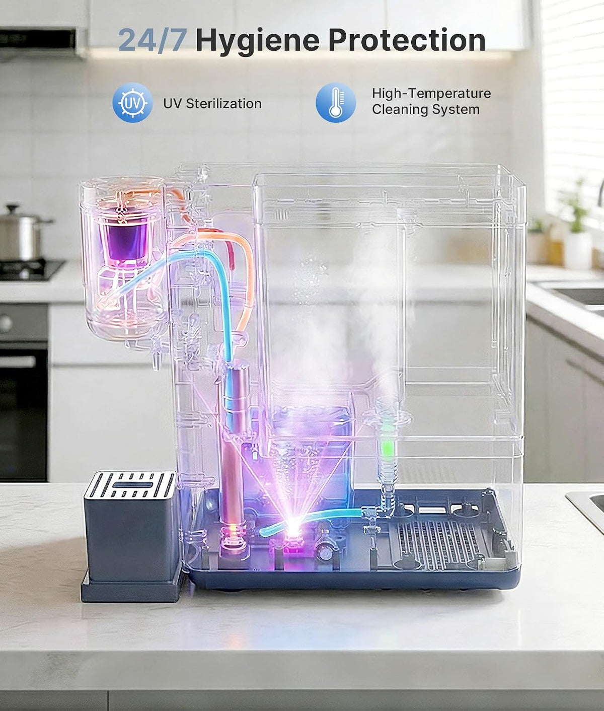 3-in-1 Water Dispenser with Ice Maker with Compact Coffee Brewer